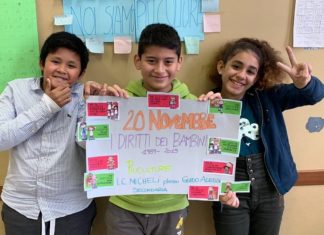 Uno dei lavori degli alunni stranieri per l'anniversario della Convenzione Onu sui diritti dell'infanzia