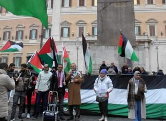 Il Presidio per la Palestina davanti a Montecitorio