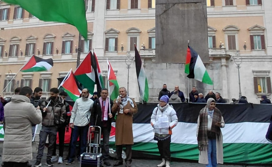 Il Presidio per la Palestina davanti a Montecitorio