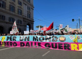 uno striscione alla manifestazione di Roma. Da google