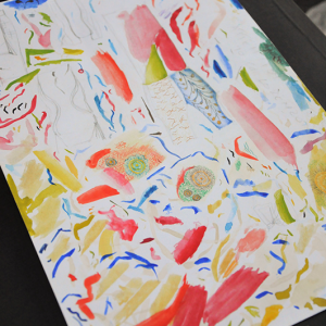 Bozzetti della stilista ghanese Evelyn Ampon Sekyeredu Lavoratrici migranti a Roma Evelyn Ampon Sekyeredu. Foto di Marco Grandelis